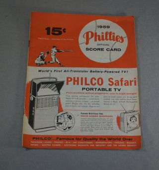 1959 Philadelphia Phillies Vs.  Giants Baseball Program Score Card - Willie Mays
