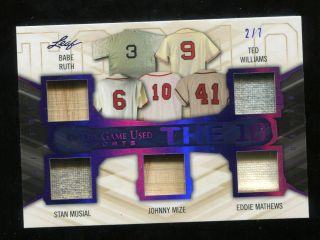 2019 Leaf Itg Game Ruth Musial Williams Mantle Mays Game Worn Jersey 2/7