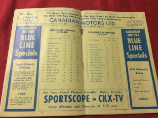 1956 - 57 WHL Brandon Regals vs.  Winnipeg Warriors Hockey Program 5