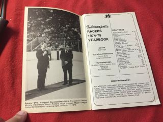 1974 - 75 WHA Indianapolis Racers (first year) Hockey Media Guide/Yearbook 2
