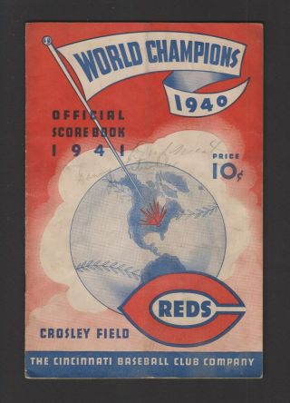 Rare 1941 Cincinnati Reds Baseball Score Book Signed X11 Vs Philadelphia Phillie
