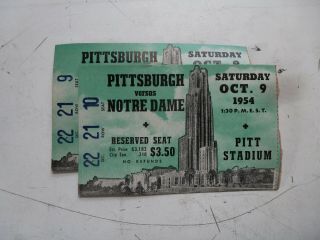 1954 Notre Dame Vs Pittsburgh College Football Ticket Stub Poor Shape Stuck