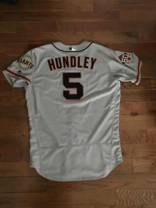 2018 Giants Nick Hundley Game Worn Road Jersey Holo 60th Patch Mother 