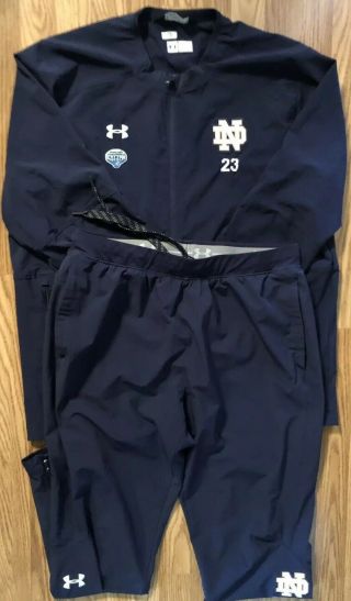 Notre Dame Football 2018 Team Issued Cotton Bowl Playoff Set Jacket - Pants Xl 23