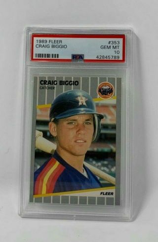 1989 Fleer 353 Craig Biggio Houston Astros Rookie Card Psa 10
