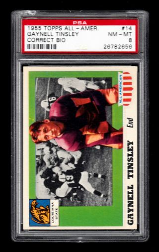 1955 Topps All - American 14 Tinsley Psa 8 Nm - Mt