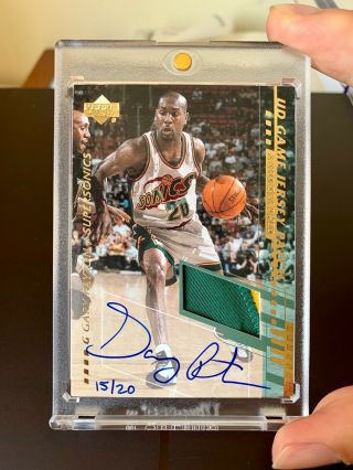 2000 - 01 Gary Payton Upper Deck Ud Game Jersey Patch Auto /20 1/1 Supersonics