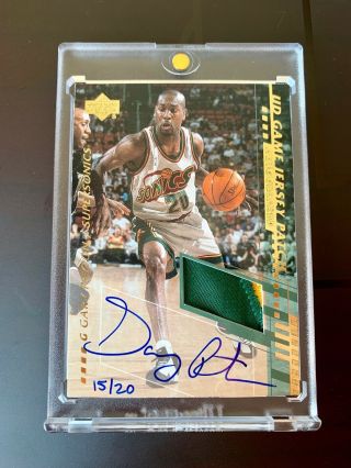 2000 - 01 Gary Payton Upper Deck UD Game Jersey Patch Auto /20 1/1 Supersonics 2
