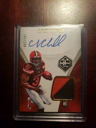 2018 Panini Limited Rookie Patch Auto Rpa 132 Nick Chubb Rc 295/299 Browns