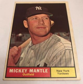 1961 Topps Mickey Mantle Card 300 York Yankees Book Value $600.  00 No Crease