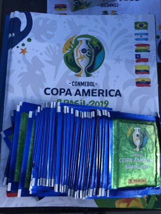Panini Copa America 2019 Brasil 50 Packs 250 Stickers,  Empty Album Usa Edition