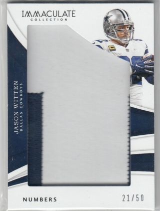 Jason Witten /50 Cowboys Game Jersey Number Patch 2018 Panini Immaculate