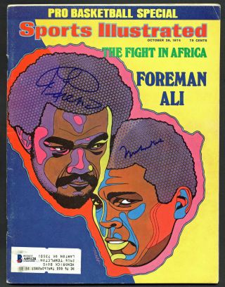 Muhammad Ali & George Foreman Signed Oct 28,  1974 Sports Illustrated Bas A05128