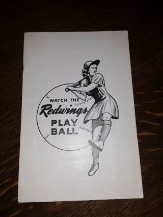Aagpbl 1950 Peoria Redwings 22 Page Program Player Roster - Rare