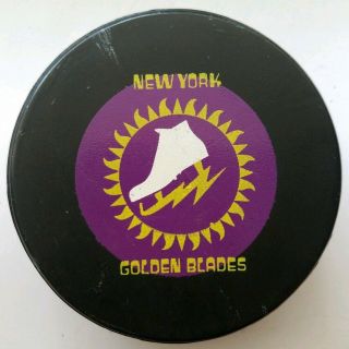 1973 - 74 Wha York Golden Blades Biltrite Game Puck Stamped Made In Canada
