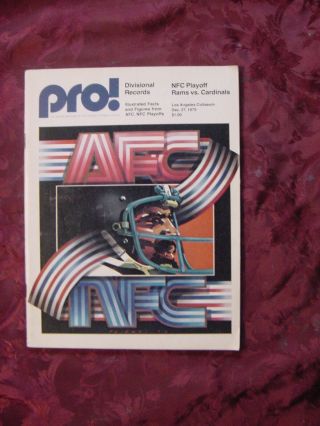 Pro Nfl Football Program December 27 1975 Ncf Playoff Rams Cardinals