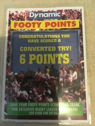 1994 Dynamic Rugby League Promo Card Converted Try 6 Points Card.