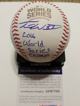 Travis Wood Signed 2016 World Series Baseball Chicago Cubs Psa 2016 Ws Champs