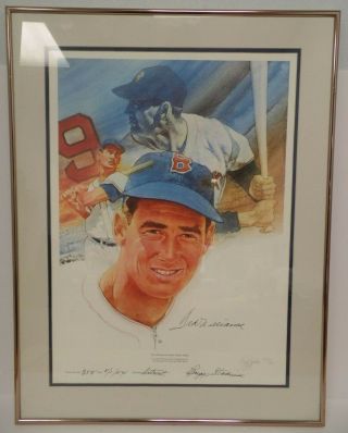 Ted Williams Signed Artist Signed Decathlon Sports Print 16x22 Series 355/521