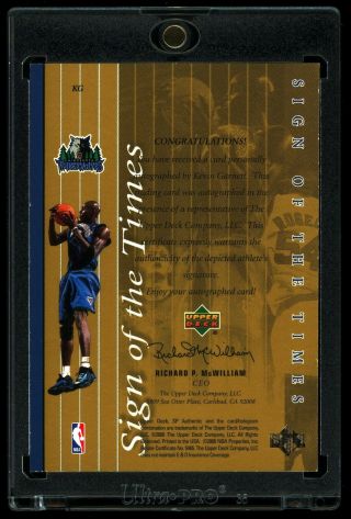 1999 - 00 SP Authentic Sign of the Times Gold Auto SOTT Kevin Garnett 05/25 RARE 2