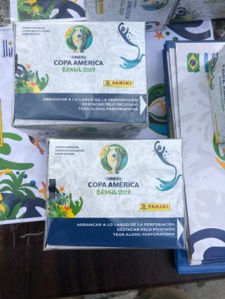 Panini Copa America 2019 Brasil 2 Boxes Usa Edition 100 Packs 500 Stickers