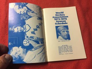 1973 - 74 WHA World Hockey Association Hockey Schedule and First Year Statistics 2