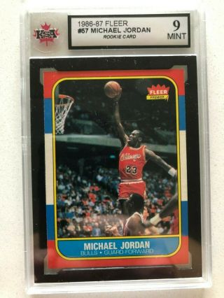 1986 Fleer 57 Michael Jordan Rc Rookie Ksa 9 Psa Bgs