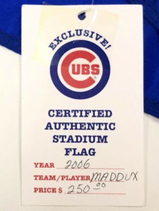 GREG MADDUX 300 CUBS CERTIFIED AUTHENTIC FLAG FLOWN OVER WRIGLEY FIELD 3