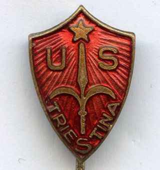 Italy Club Fc Us Triestina Football Vintage Badge Pin Grade