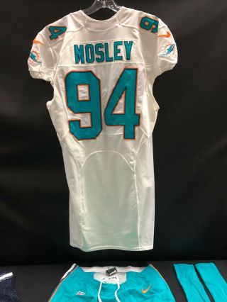 94 MIAMI DOLPHINS CJ MOSLEY GAME JERSEY FULL SET W/PANTS/SOCKS/BAG/CLEATS 2