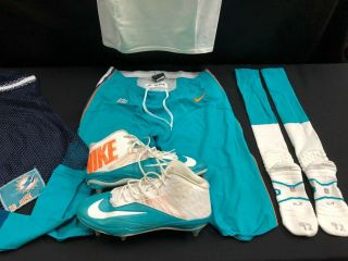 94 MIAMI DOLPHINS CJ MOSLEY GAME JERSEY FULL SET W/PANTS/SOCKS/BAG/CLEATS 5