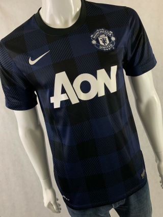 Mens Nike Dri - Fit Manchester United Authentic Navy Blue Black Plaid Jersey Small