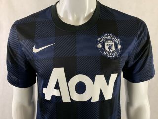 Mens Nike Dri - Fit Manchester United Authentic Navy Blue Black Plaid Jersey SMALL 2