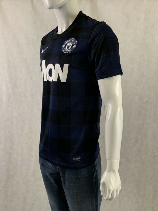 Mens Nike Dri - Fit Manchester United Authentic Navy Blue Black Plaid Jersey SMALL 4