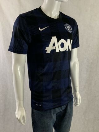 Mens Nike Dri - Fit Manchester United Authentic Navy Blue Black Plaid Jersey SMALL 6