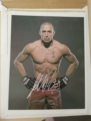 George St Pierre Autograph Photo 8.  5 X 11,  With Bb Authentics Signed.  Great Photo