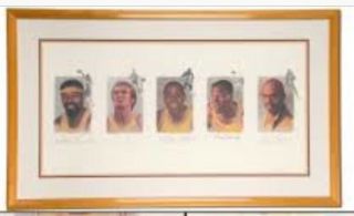 La Lakers Legends Limited Lithograph.  Chamberlain,  West,  Magic,  Baylor,  & Kareem