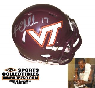 Virginia Tech Hokies Kam Chancellor Signed Auto Mini Helmet (jsa Psa Pass) 757