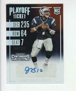 2016 Panini Contenders Jacoby Brissett Rookie Playoff Ticket Auto Rc Sp 68/199