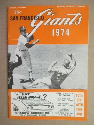 Official Spring Training Program.  Vtg.  San Francisco Giants 1974