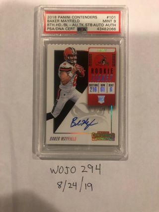 2018 Panini Contenders Baker Mayfield Rookie Ticket Stub Variant Auto