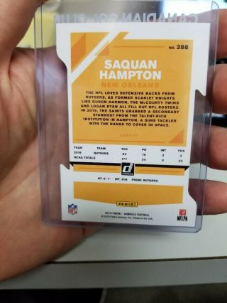 2019 Saquan Hampton NFL Gold Die Cut Press Proof Rated Rookie 18/25 SP 2