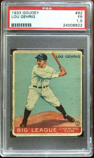 1933 Goudey 92 Lou Gehrig Psa 1.  5
