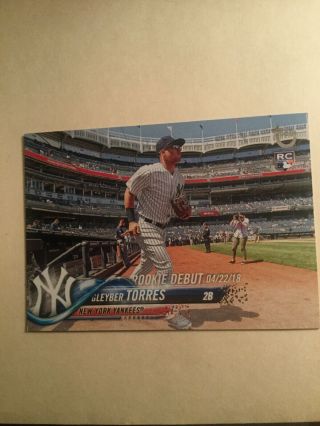 Gleyber Torres 2018 Topps Update Vintage 67/99 Yankees Rookie Debut Rc Us191