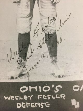 Ohio State Buckeyes All - American Wes Fesler Autographed 1929 Football Program 2