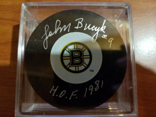 John Bucyk Boston Bruins Hof 1981 Signed Autograph Auto Puck