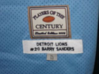 Barry Sanders Detroit Lions Players Of The Century Jersey (Men XL) Never Warn 5