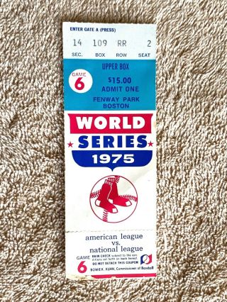 1975 World Series Game 6 Reds vs Red Sox Ticket: Carlton Fisk Iconic Home Run 2