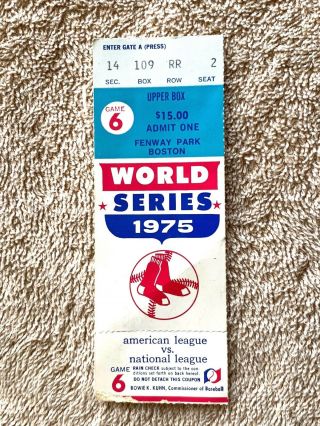 1975 World Series Game 6 Reds vs Red Sox Ticket: Carlton Fisk Iconic Home Run 3