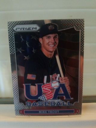 2013 Panini Prizm Mike Trout Team Usa Insert Card Los Angeles Angels